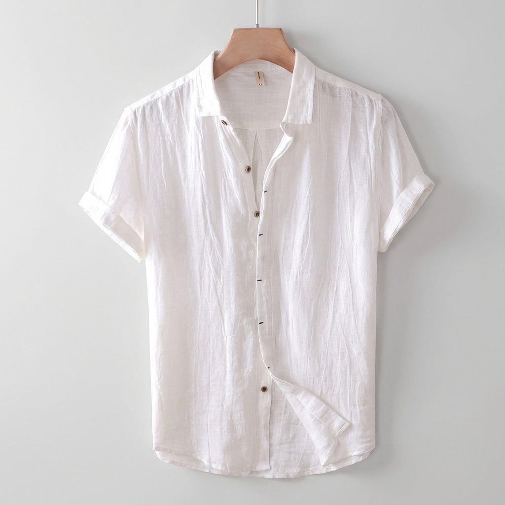 Relaxed Fit Crinkled Button-Up Shirt for Men – Casual Comfort & Style