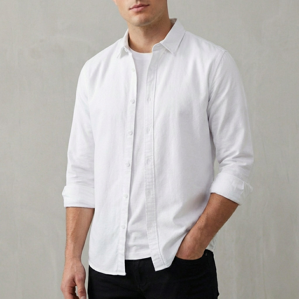 Oliver Regular Fit Button-Up Shirt | Collared Long Sleeve Button Front Shirt