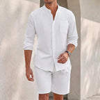 Freddie Relaxed Fit Long Sleeve Shirt & Shorts Set | Casual Set