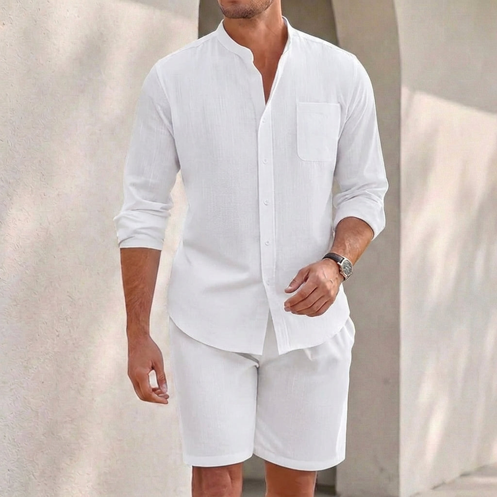 Freddie Relaxed Fit Long Sleeve Shirt & Shorts Set | Casual Set