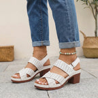 Orthopedic Criss-Cross Slingback Block Heel Platform Sandals for Women – Supportive & Stylish Comfort