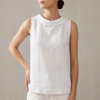 Relaxed Fit Roll Collar Sleeveless Top for Women – Stylish Smart Casual Comfort
