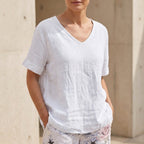 Relaxed Fit V-Neck Short Sleeve Top for Women – Casual Comfort & Versatility