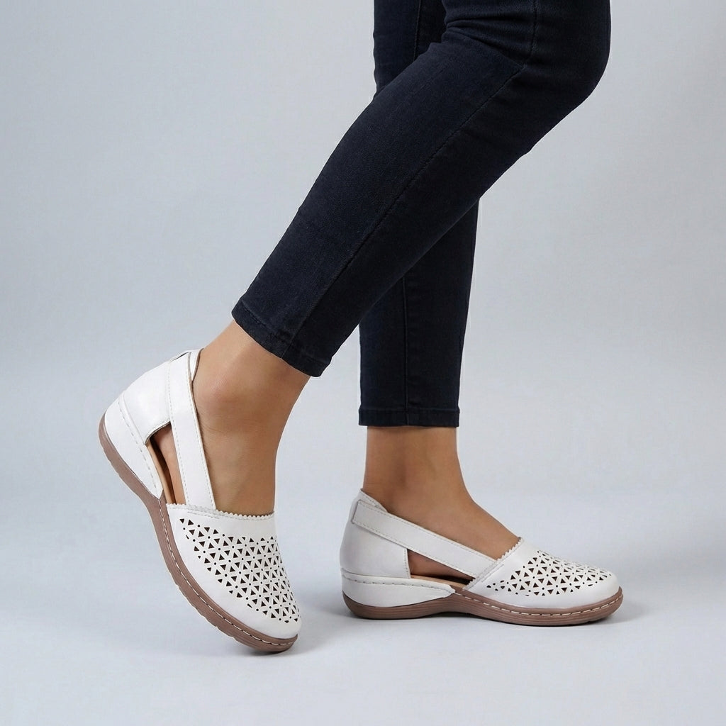 Isla Orthopedic Wedge Sandals | Scalloped Trim Side Cut-Outs Sandals