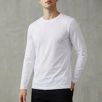 Archie Regular Fit Long Sleeve T-Shirt | Solid Crewneck Ribbed Collar T-Shirt