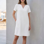 Relaxed Fit V-Neck Mini Tunic Dress for Women – Breathable & Stylish Comfort