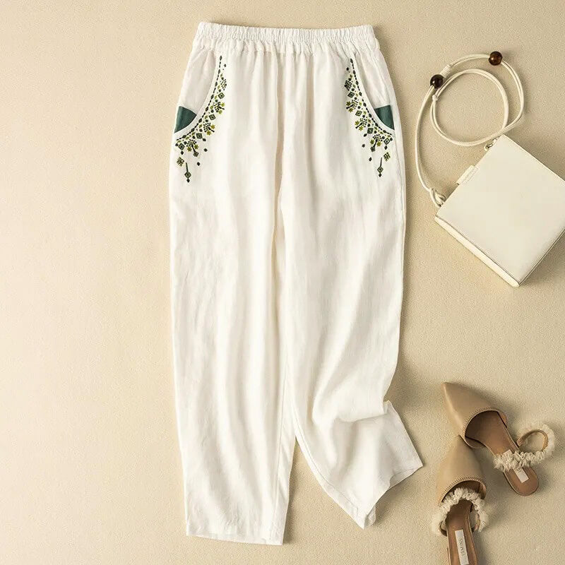Relaxed Fit Embroidered Harem Pants for Women – Comfortable Casual Style