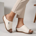 Isabella Orthopedic Wedge Heel Open Toe Slippers | Slip-On Stitching Open Toe Slippers