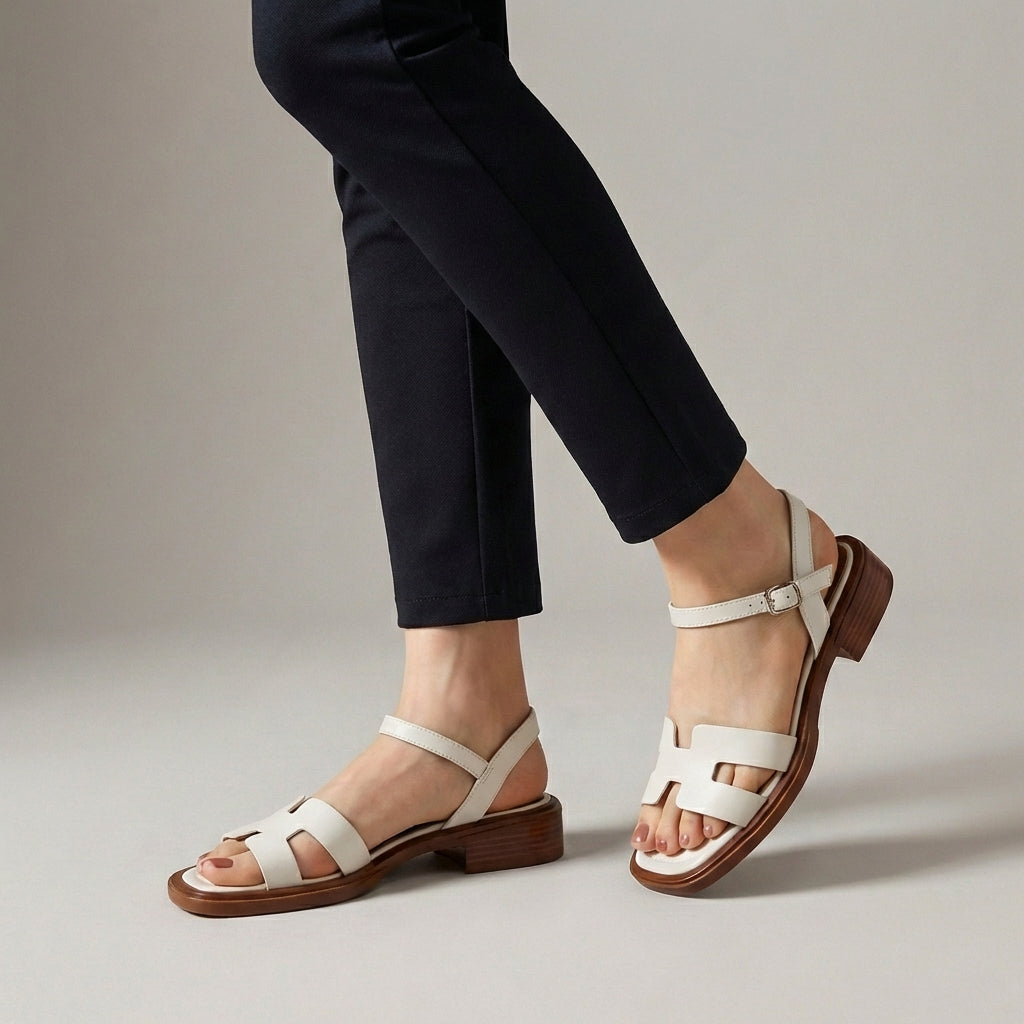Vittoria Ankle-Length Flat Sandals | Ankle Strap Buckle Flat Sandals