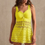 Ruched Tie-Front A-Line Swim Dress for Women – Stylish & Flattering Fit