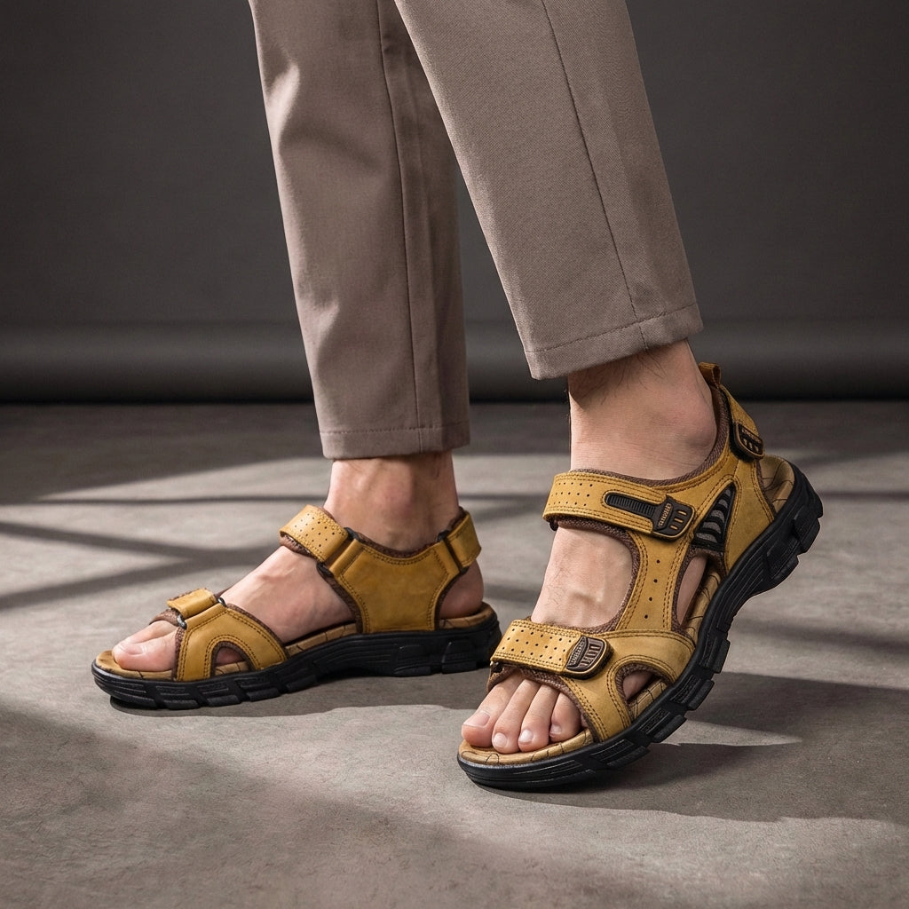 Adjustable Perforated Strap Sandals for Men – Orthopedic Support & Comfort