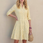 Relaxed Fit Striped Collared Shirt Dress for Women – Casual Comfortable Style