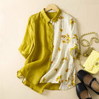 Two-Tone Floral Relaxed Fit Blouse for Women – Stylish & Comfortable Design