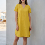 Relaxed Fit V-Neck Mini Tunic Dress for Women – Breathable & Stylish Comfort