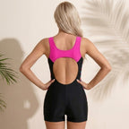 Color Block Racerback One-Piece Swimsuit for Women – Stylish Supportive Fit