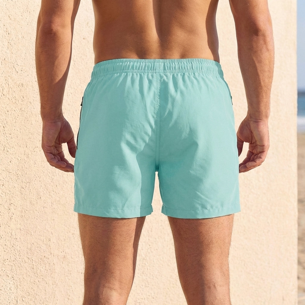 Regular Fit Drawstring Waist Short Swim Trunks for Men – Athletic Comfort & Support