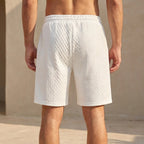 Relaxed Fit Jacquard Drawstring Waist Casual Shorts for Men – Comfortable & Stylish