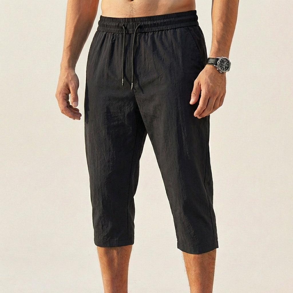 Oscar Relaxed Fit Cropped Pants | Drawstring Waist Side Pockets Cropped Pants