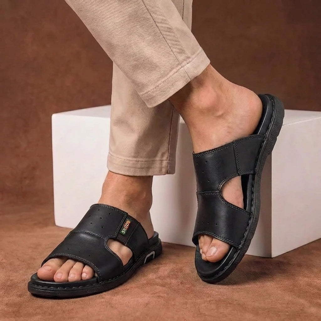 Orthopedic Perforated Wide Fit Slide Sandals for Men – Supportive Comfortable Design