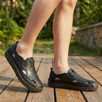 Orthopedic Hand-Stitched Perforated Closed-Toe Sandals for Men – Comfortable & Supportive Design
