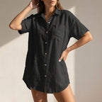 Relaxed Fit Collared Shirt Dress for Women – Casual Stylish Comfort