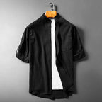 Arthur Relaxed Fit Band Collar Shirt | Button Front Chest Pocket Shirt