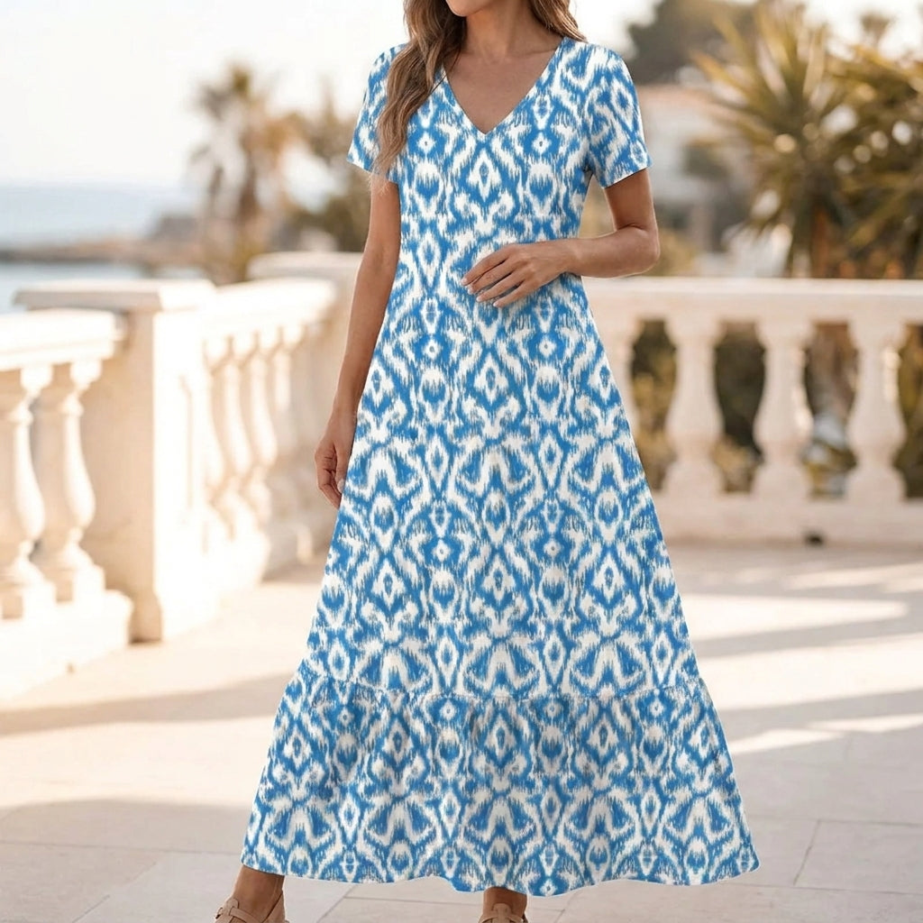 Katy Ruffled Hem A-Line Maxi Dress for Women – Stylish Casual Elegance