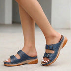 Orthopedic Buckle Platform Slide Sandals for Women – Supportive & Comfortable Design