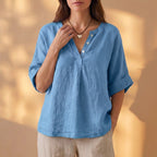 Relaxed Fit Pleated V-Neck Blouse for Women – Casual Stylish Comfort