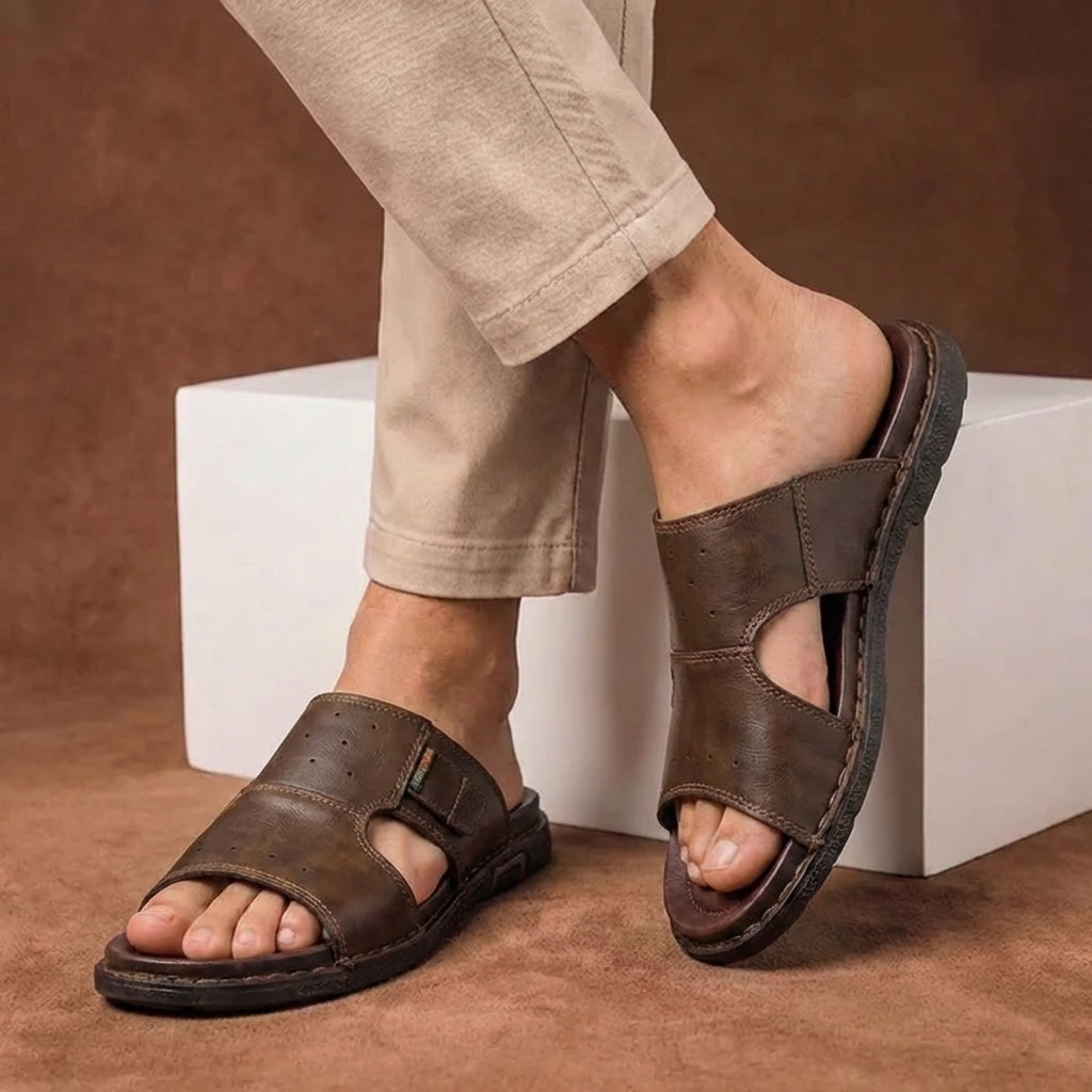 Orthopedic Perforated Wide Fit Slide Sandals for Men – Supportive Comfortable Design