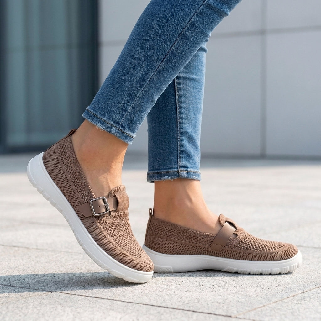 Orthopedic Buckle Strap Loafers for Women – Supportive Comfort and Style