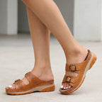 Orthopedic Buckle Platform Slide Sandals for Women – Supportive & Comfortable Design