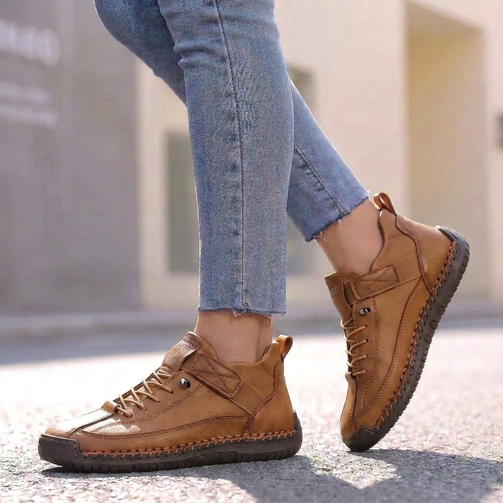 Orthopedic Lace-Up Strap Detail Ankle-Height Sneakers for Women – Supportive & Comfortable Design