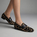 Animal Print Vamp Strap Loafers for Women – Stylish & Comfortable