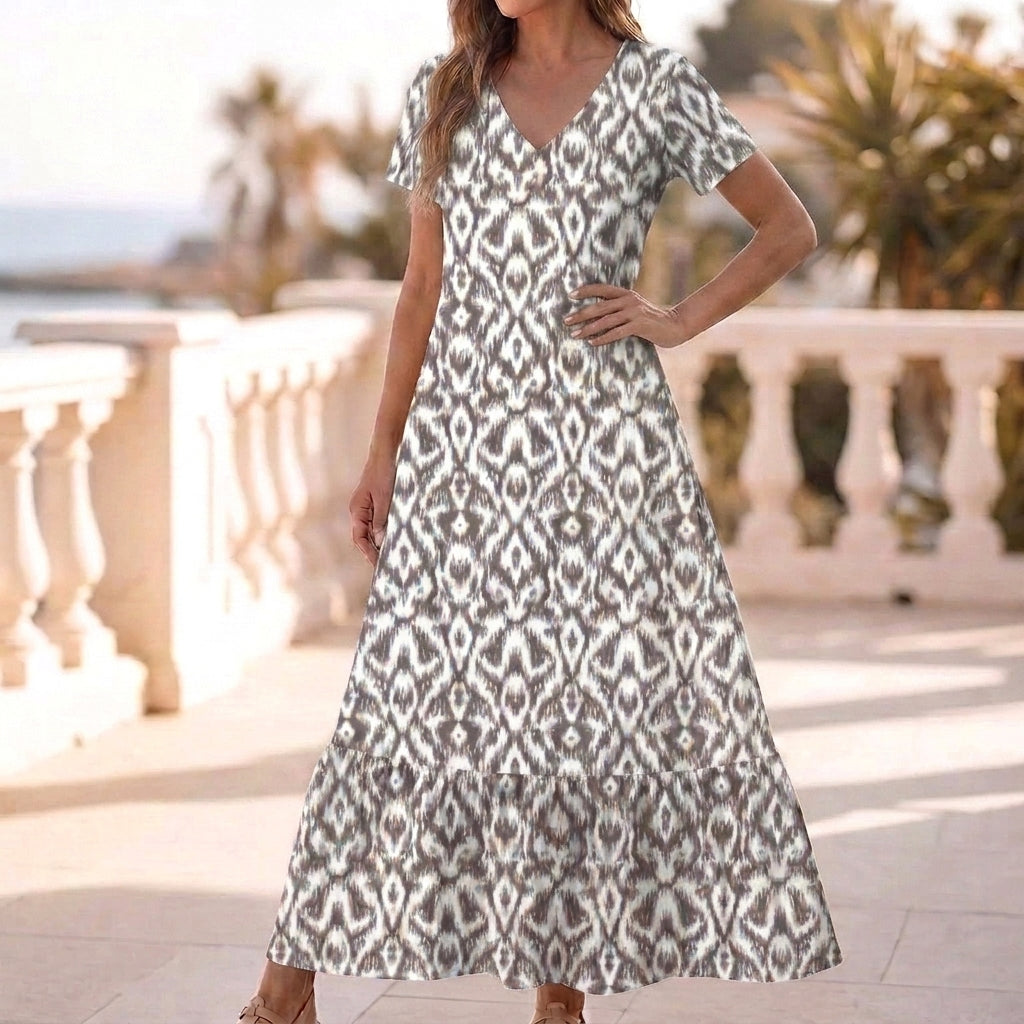 Katy Ruffled Hem A-Line Maxi Dress for Women – Stylish Casual Elegance