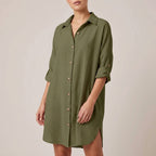 Relaxed Fit Collared Mini Shirt Dress for Women – Casual Stylish Comfort