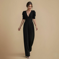 Women's wide leg jumpsuit with puff sleeves