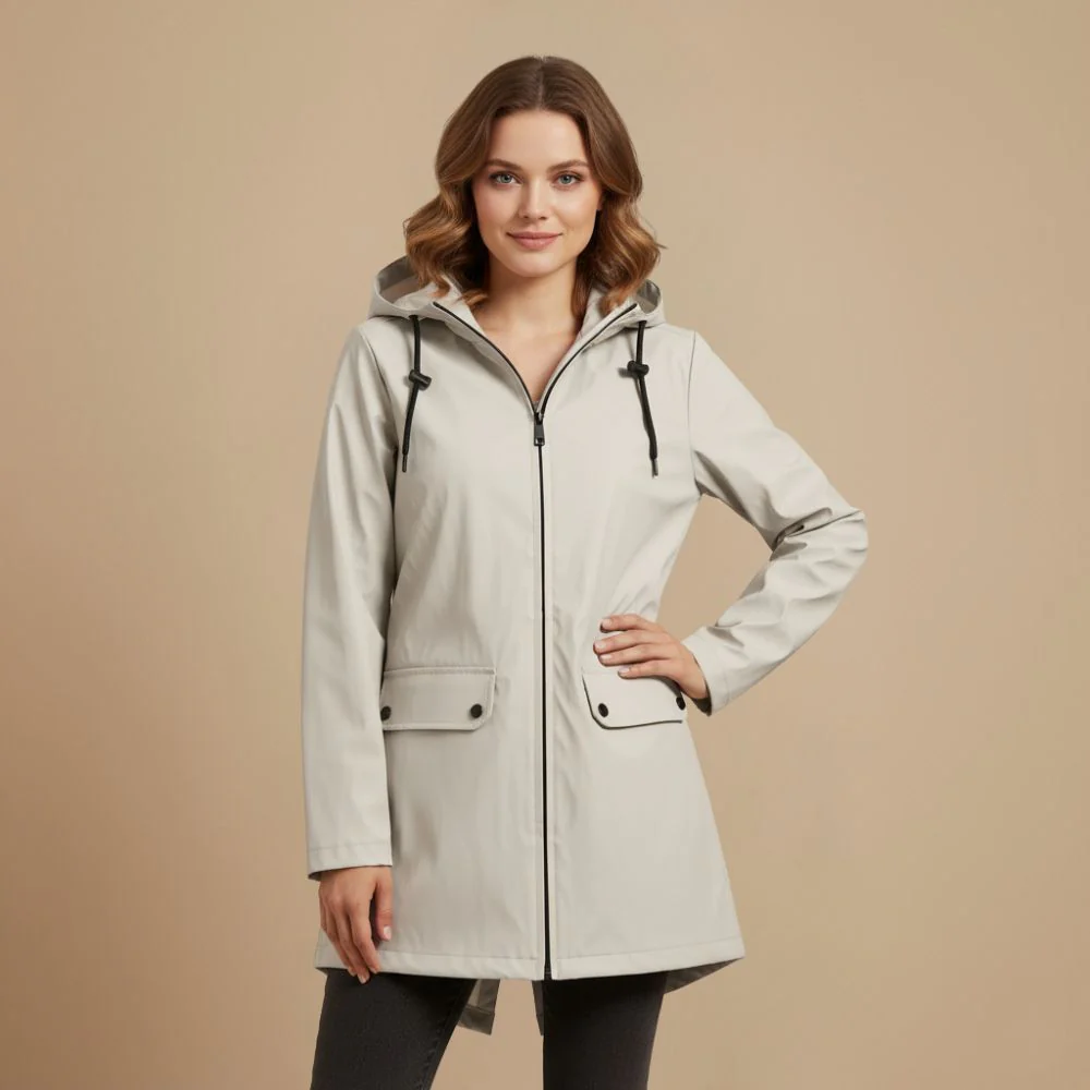 Minimalist style hooded light outdoor jacket for women