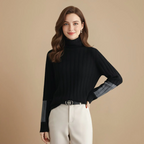 Women turtleneck colour block winter jumper