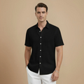 Men’s short sleeve button-front polo shirt