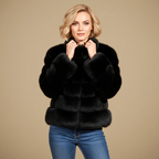 Women's long sleeve winter fur jacket