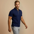 Men's quarter zip short sleeve polo shirt