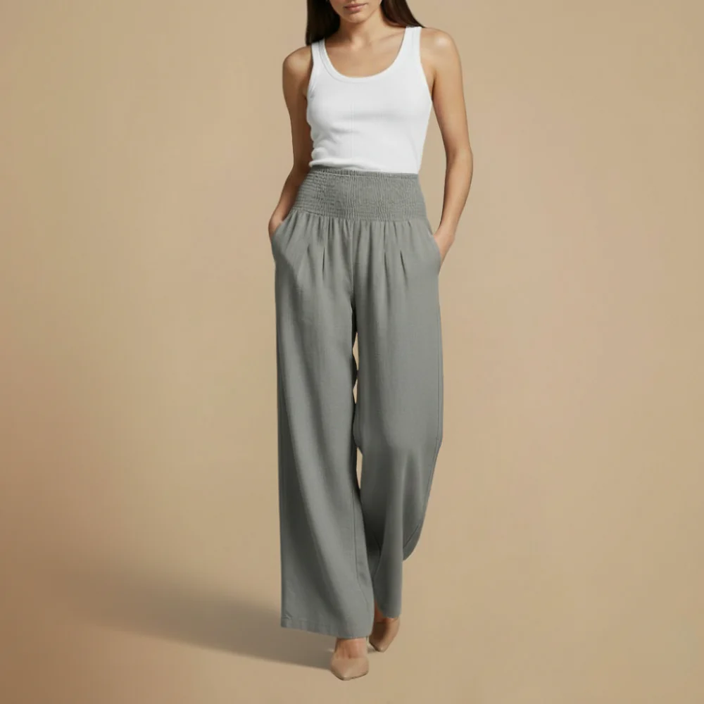 Women’s elastic waist wide leg pants