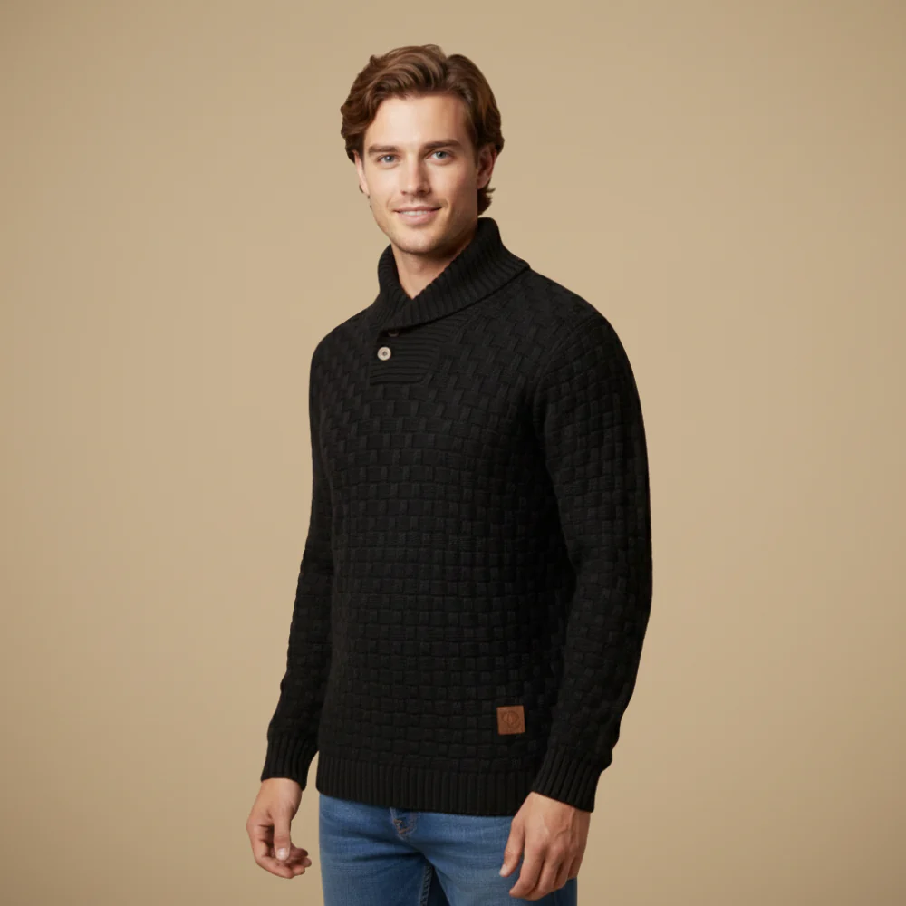 Men's long sleeve textured high neck sweater