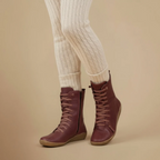 Women’s mid calf lace up boots with zip