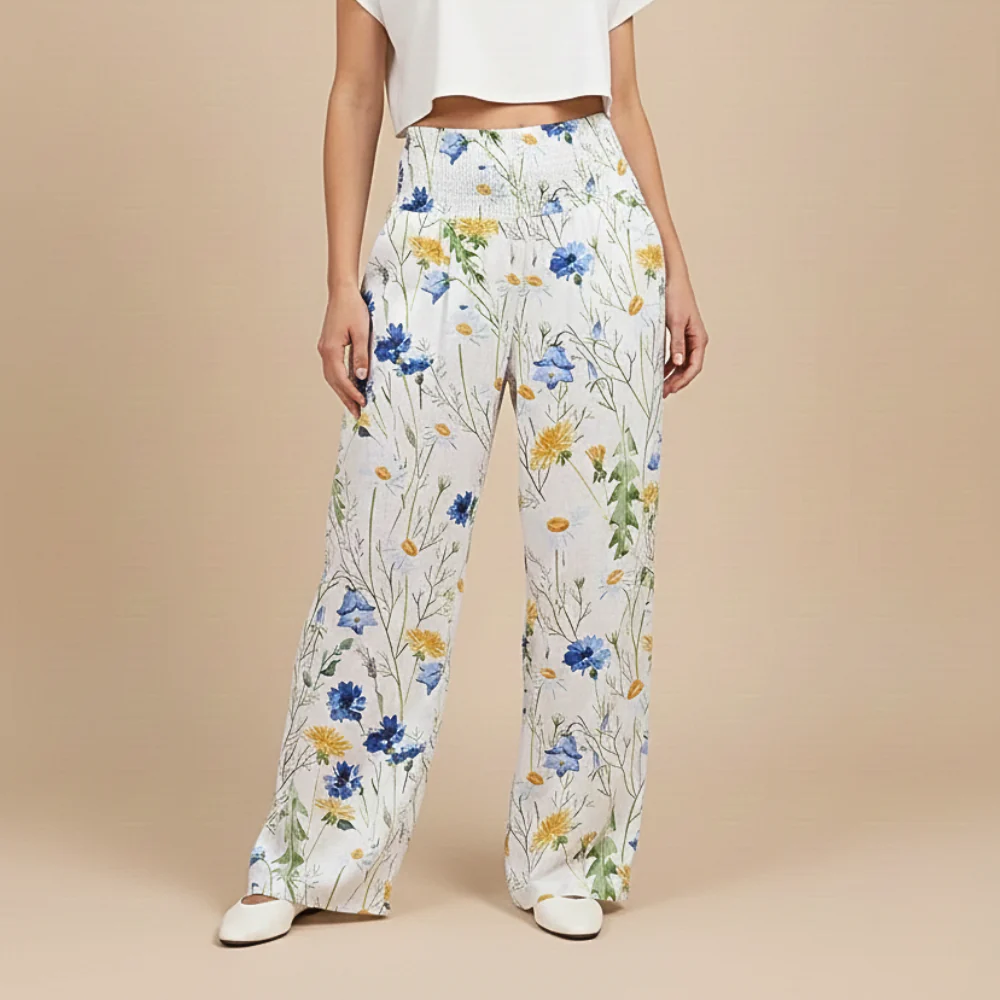 Women's high waist elastic wide leg pants