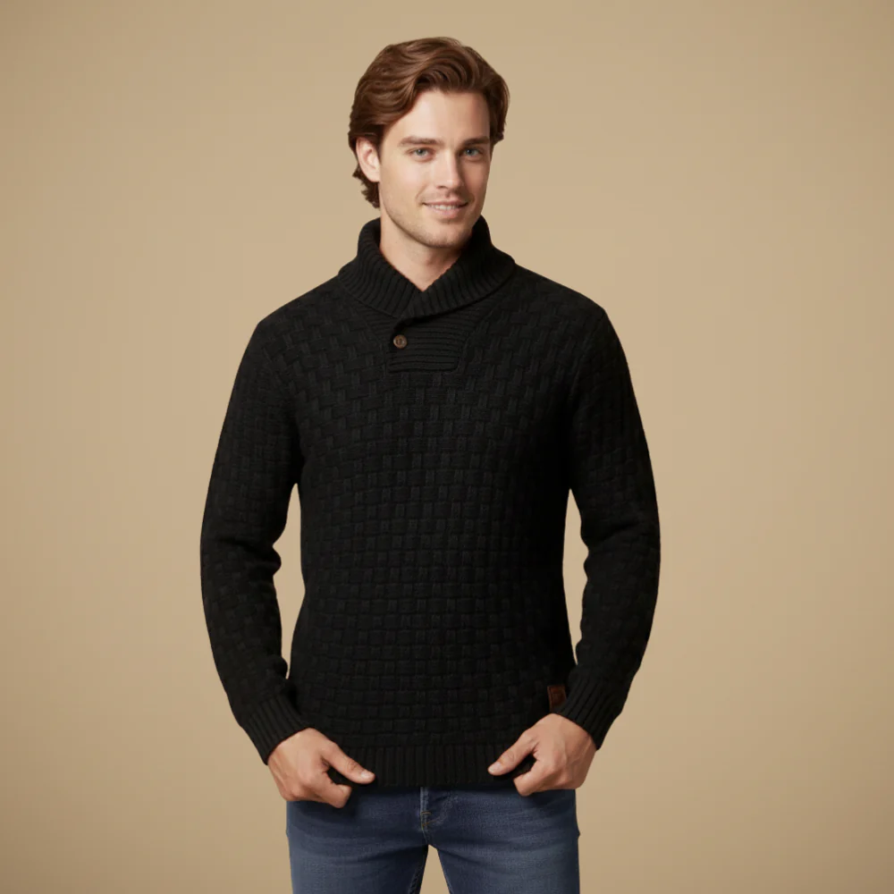 Men's long sleeve textured high neck sweater