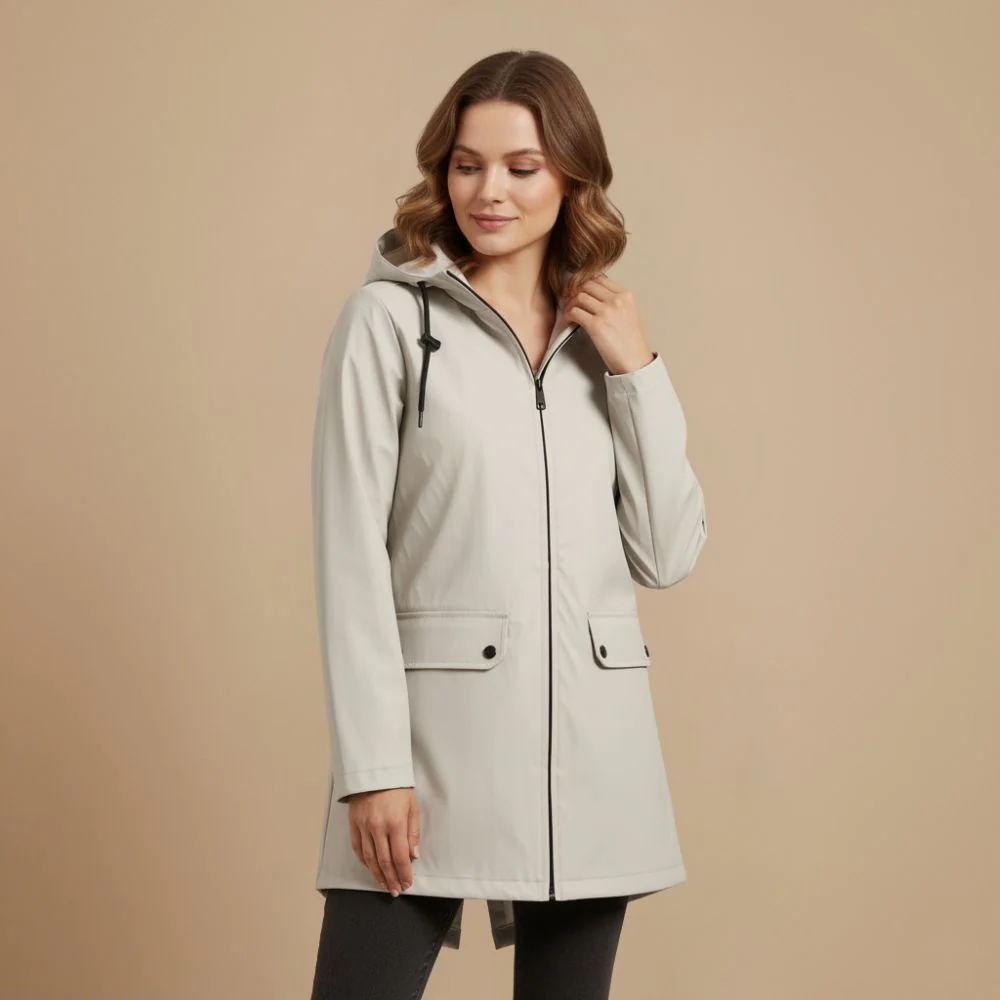 Minimalist style hooded light outdoor jacket for women