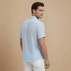 Men’s short sleeve button-front polo shirt