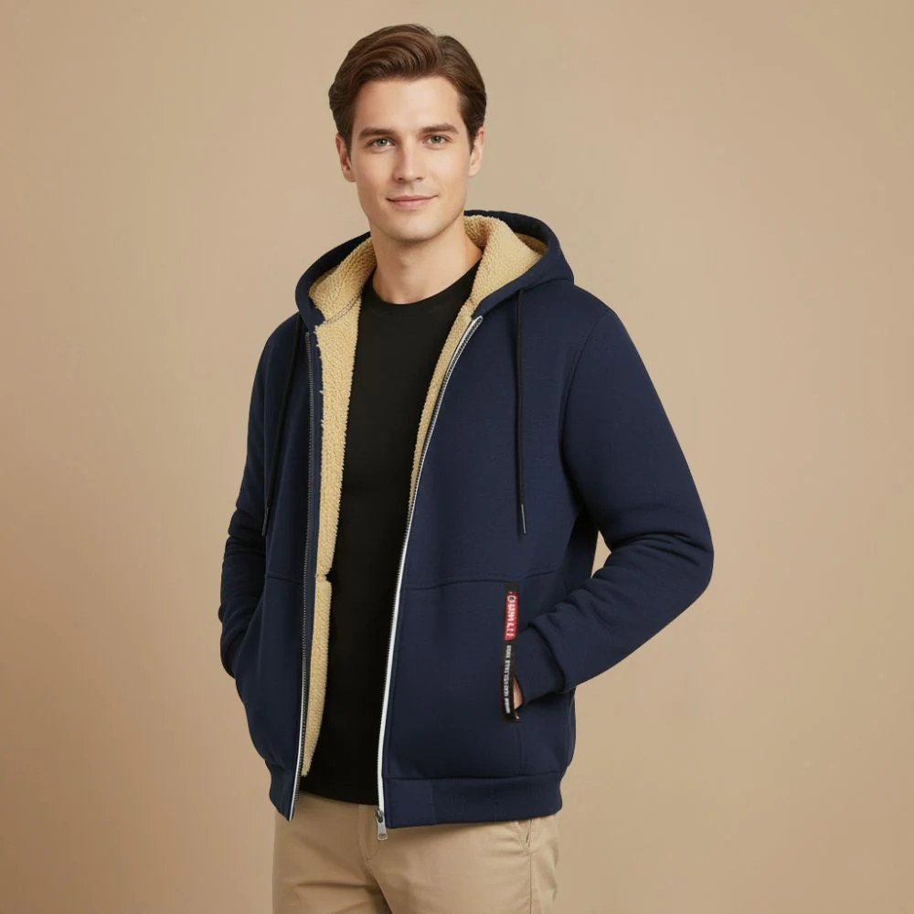 Men's comfy thick lined zip hoodie jacket